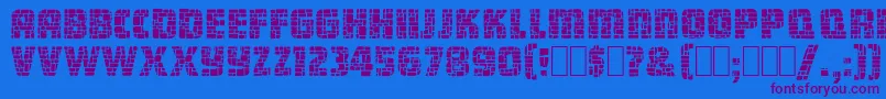 DungeonBlocksFilled-Schriftart – Violette Schriften auf blauem Hintergrund