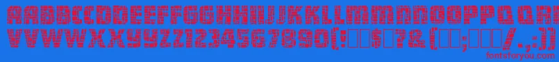 DungeonBlocksFilled Font – Red Fonts on Blue Background