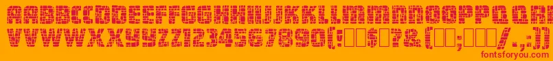 DungeonBlocksFilled-Schriftart – Rote Schriften auf orangefarbenem Hintergrund