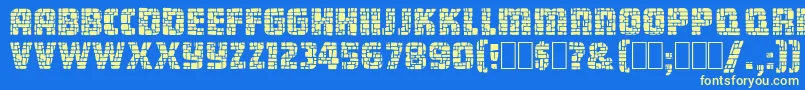 DungeonBlocksFilled-Schriftart – Gelbe Schriften auf blauem Hintergrund