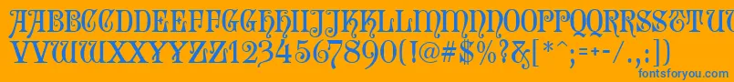 フォントSophieMf – オレンジの背景に青い文字