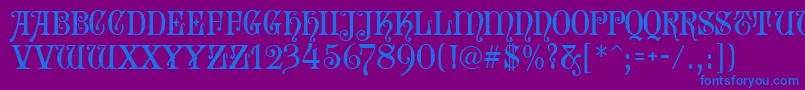 フォントSophieMf – 紫色の背景に青い文字