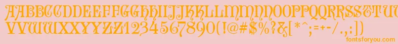 フォントSophieMf – オレンジの文字がピンクの背景にあります。