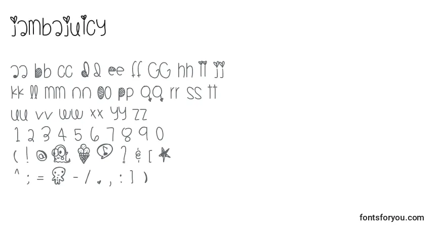 A fonte Jambajuicy – alfabeto, números, caracteres especiais