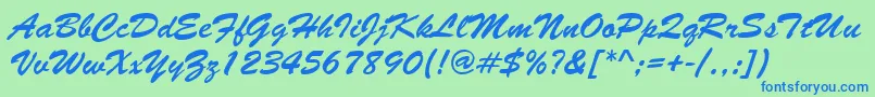 Brushstroke Font – Blue Fonts on Green Background