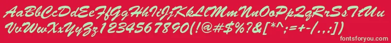 Brushstroke-Schriftart – Grüne Schriften auf rotem Hintergrund