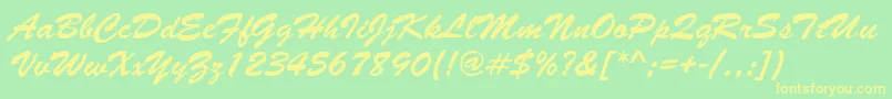 フォントBrushstroke – 黄色の文字が緑の背景にあります