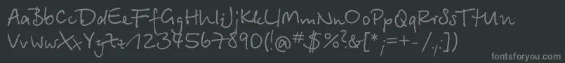 フォントBetinascriptcttRegular – 黒い背景に灰色の文字