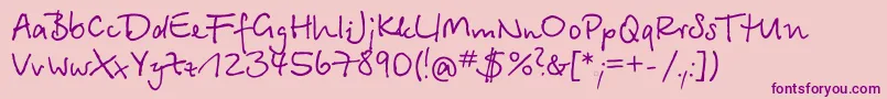 フォントBetinascriptcttRegular – ピンクの背景に紫のフォント