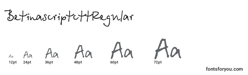 Размеры шрифта BetinascriptcttRegular