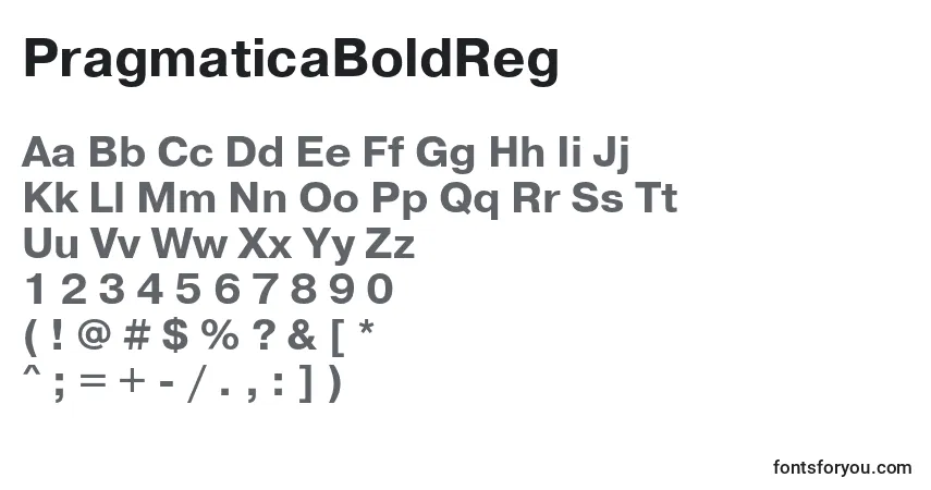 Czcionka PragmaticaBoldReg – alfabet, cyfry, specjalne znaki