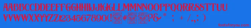 Victorious-Schriftart – Rote Schriften auf blauem Hintergrund