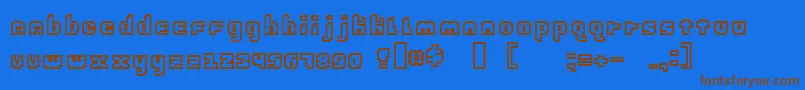 フォントEBrain2 – 茶色の文字が青い背景にあります。