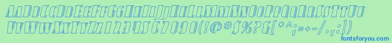 フォントAvondaleScOutlineItalic – 青い文字は緑の背景です。