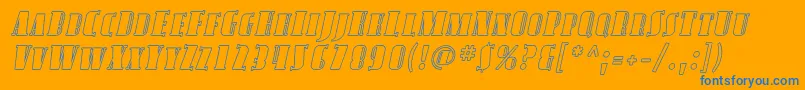 AvondaleScOutlineItalic-Schriftart – Blaue Schriften auf orangefarbenem Hintergrund