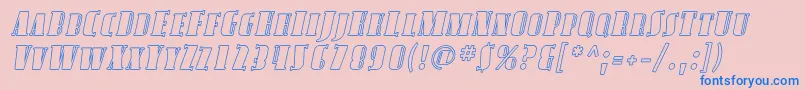 Fonte AvondaleScOutlineItalic – fontes azuis em um fundo rosa