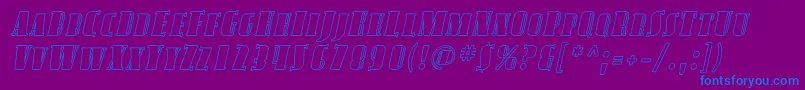 AvondaleScOutlineItalic-Schriftart – Blaue Schriften auf violettem Hintergrund