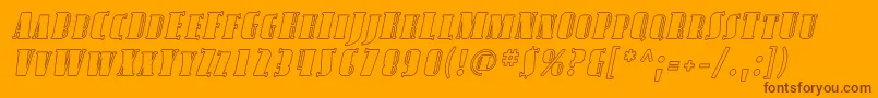 AvondaleScOutlineItalic-fontti – ruskeat fontit oranssilla taustalla
