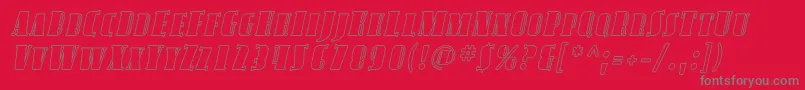 Fonte AvondaleScOutlineItalic – fontes cinzas em um fundo vermelho