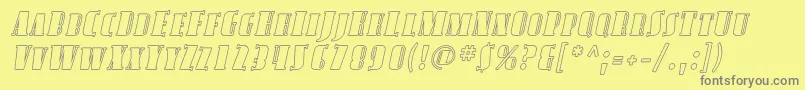 Fonte AvondaleScOutlineItalic – fontes cinzas em um fundo amarelo