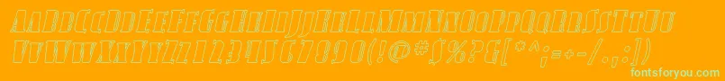 AvondaleScOutlineItalic-Schriftart – Grüne Schriften auf orangefarbenem Hintergrund