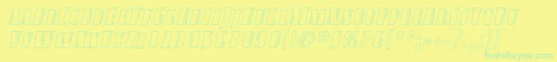 AvondaleScOutlineItalic-Schriftart – Grüne Schriften auf gelbem Hintergrund