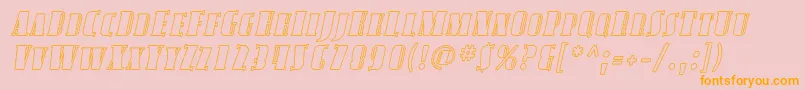 AvondaleScOutlineItalic-Schriftart – Orangefarbene Schriften auf rosa Hintergrund