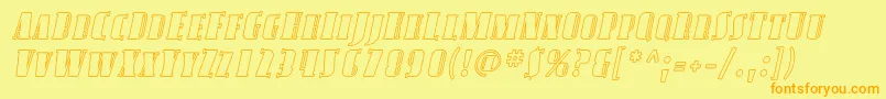 Fonte AvondaleScOutlineItalic – fontes laranjas em um fundo amarelo