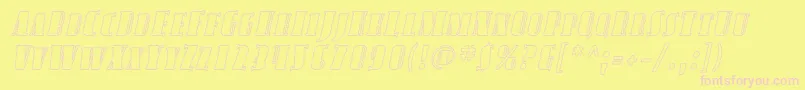 Fonte AvondaleScOutlineItalic – fontes rosa em um fundo amarelo