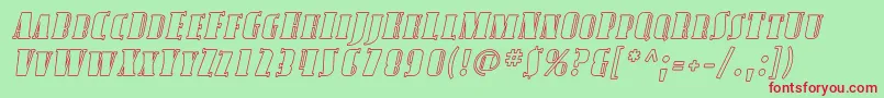 AvondaleScOutlineItalic Font – Red Fonts on Green Background