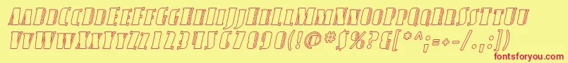 AvondaleScOutlineItalic Font – Red Fonts on Yellow Background