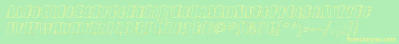 Police AvondaleScOutlineItalic – polices jaunes sur fond vert