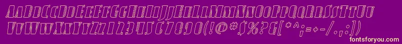 AvondaleScOutlineItalic-Schriftart – Gelbe Schriften auf violettem Hintergrund