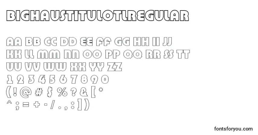 Шрифт BighaustitulotlRegular – алфавит, цифры, специальные символы