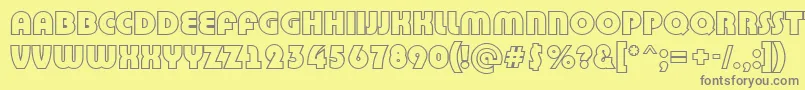 BighaustitulotlRegular-fontti – harmaat kirjasimet keltaisella taustalla