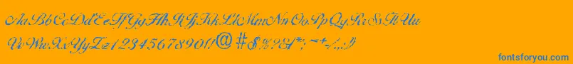 BallantinesrandomRegular-Schriftart – Blaue Schriften auf orangefarbenem Hintergrund