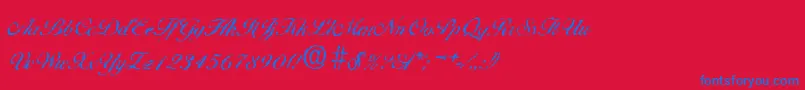 BallantinesrandomRegular-Schriftart – Blaue Schriften auf rotem Hintergrund