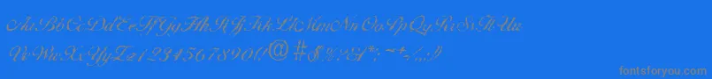 BallantinesrandomRegular-Schriftart – Graue Schriften auf blauem Hintergrund