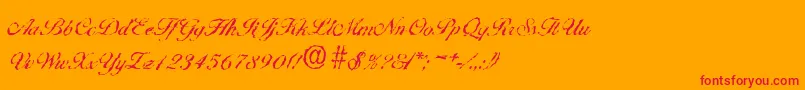 Weitere Informationen zur BallantinesrandomRegular-Schriftart BallantinesrandomRegular-Schriftart – Rote Schriften auf orangefarbenem Hintergrund