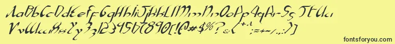フォントXaphanExpandedItalic – 黒い文字の黄色い背景