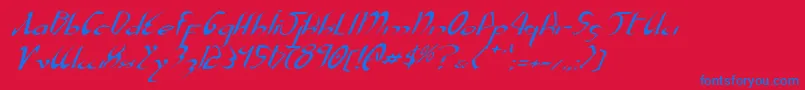 フォントXaphanExpandedItalic – 赤い背景に青い文字