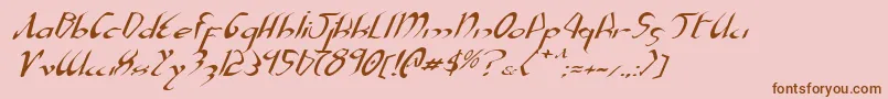 XaphanExpandedItalic-fontti – ruskeat fontit vaaleanpunaisella taustalla