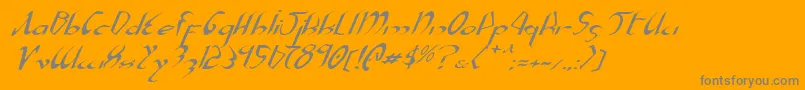 XaphanExpandedItalic-fontti – harmaat kirjasimet oranssilla taustalla