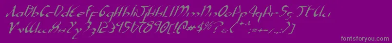 XaphanExpandedItalic-fontti – harmaat kirjasimet violetilla taustalla