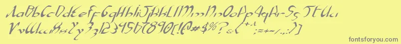 フォントXaphanExpandedItalic – 黄色の背景に灰色の文字