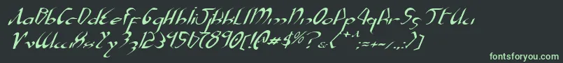 フォントXaphanExpandedItalic – 黒い背景に緑の文字