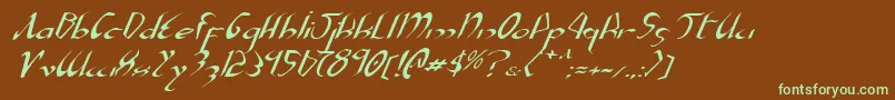 XaphanExpandedItalic-Schriftart – Grüne Schriften auf braunem Hintergrund