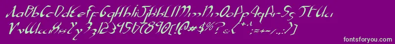 フォントXaphanExpandedItalic – 紫の背景に緑のフォント