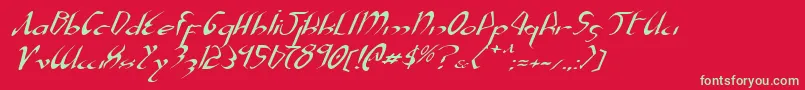 XaphanExpandedItalic-Schriftart – Grüne Schriften auf rotem Hintergrund