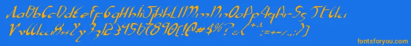 XaphanExpandedItalic-Schriftart – Orangefarbene Schriften auf blauem Hintergrund